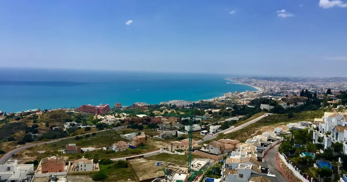 Aerial view of Benalmádena on the Costa del Sol with the Mediterranean Sea