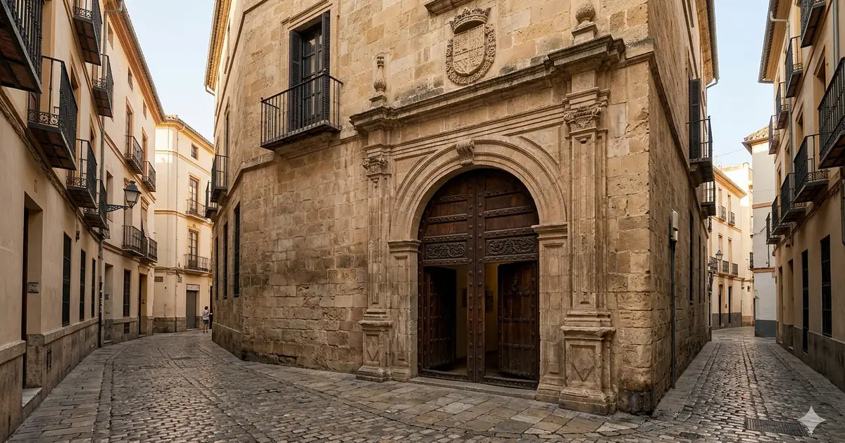 Wejście do Muzeum Picassa w Maladze w renesansowym pałacu przy Calle San Agustín w centrum starego miasta.