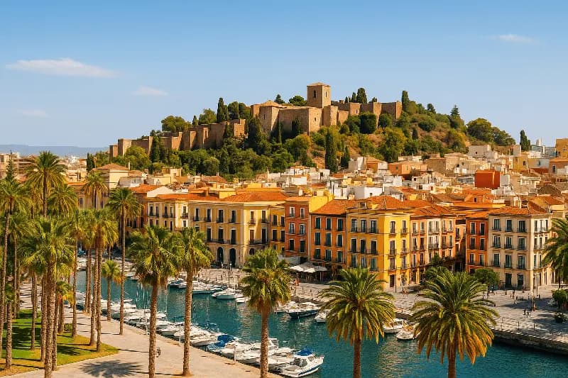 View of Malaga city with harbor and historic buildings – essential sights featured in the Malaga Travel Guide