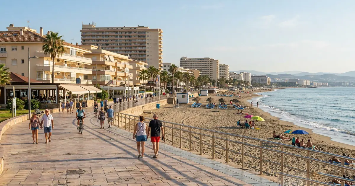 Beachfront promenade and hotels along the coast of Torremolinos, Costa del Sol