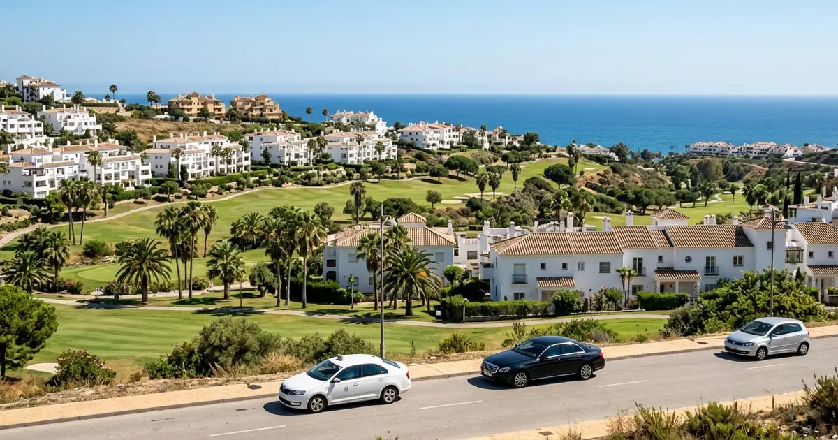 Calahonda coastal residential area with airport transfer heading toward Malaga Airport