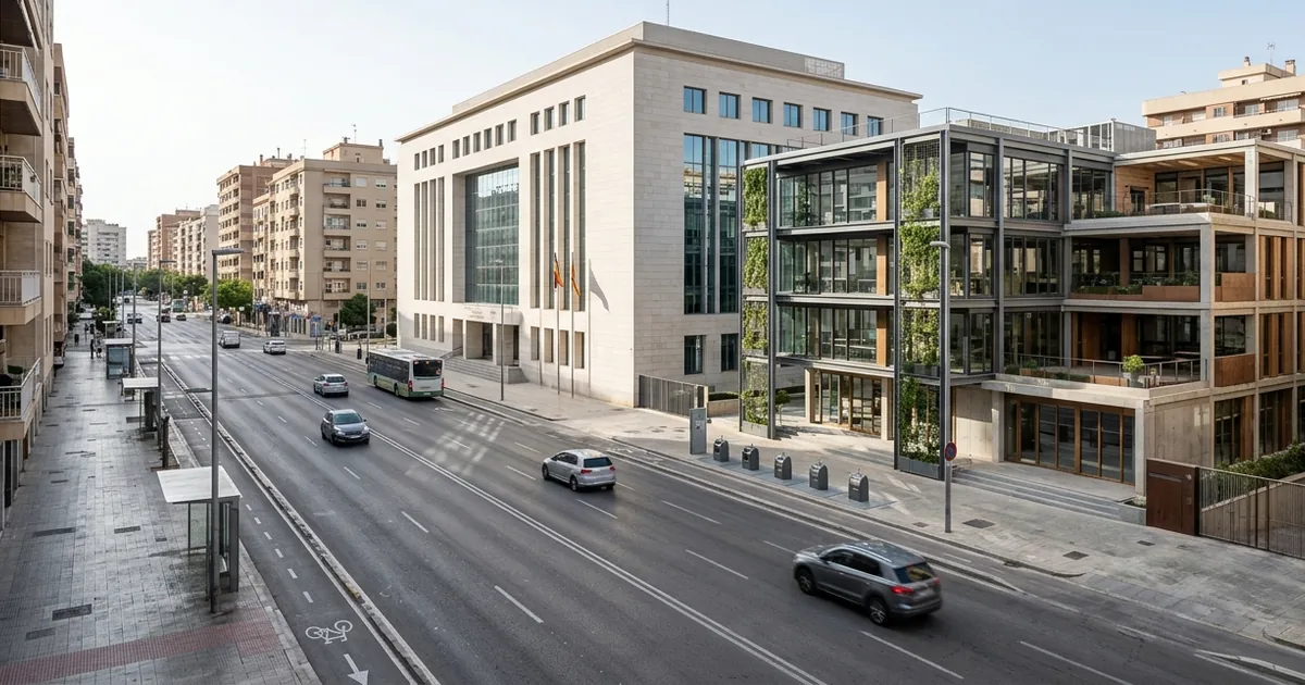 Málaga city administrative district with coworking buildings representing Digital Nomad Visa process