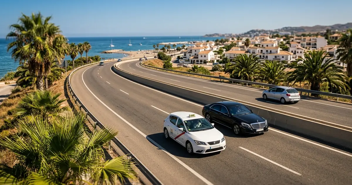 Malaga Airport to La Cala de Mijas transfer by taxi and private car on Costa del Sol