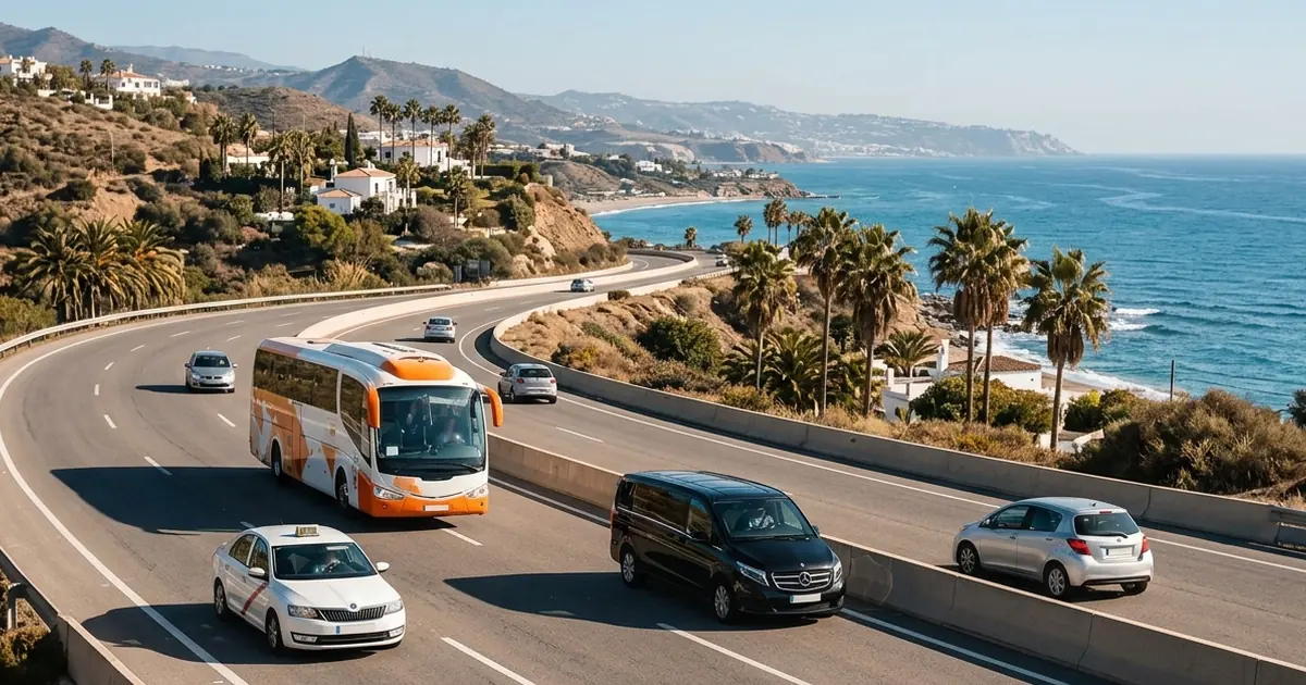 Malaga Airport terminal — transfer options to Puerto Banus