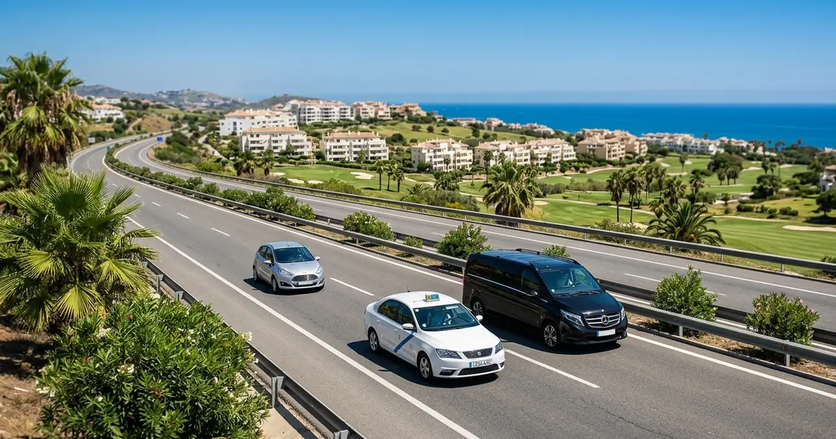 Malaga Airport to Riviera del Sol transfer by taxi and private car on Costa del Sol