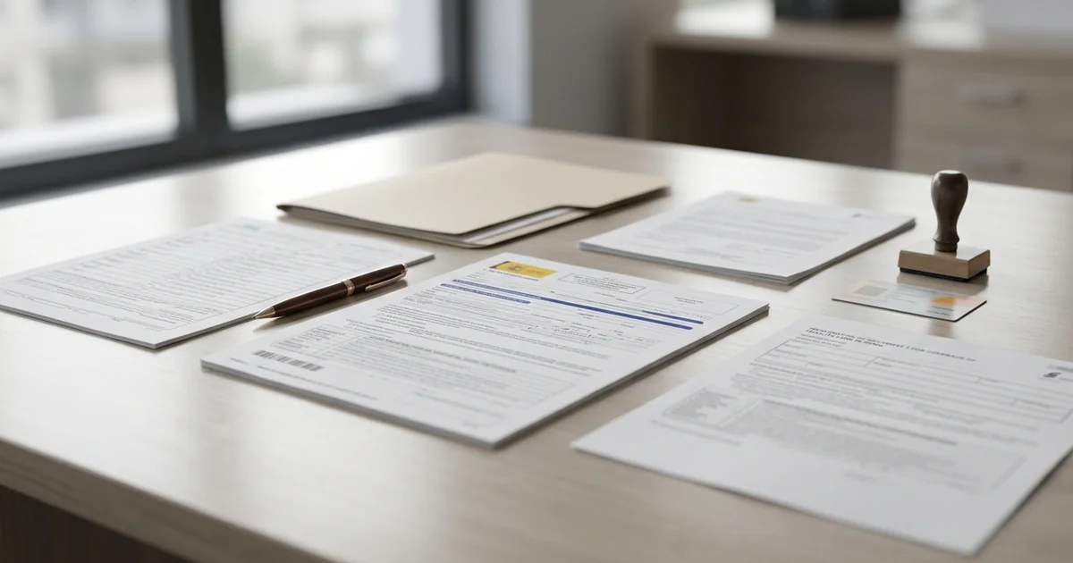 Spanish administrative documents on a clean desk representing NIE registration and municipal empadronamiento process in Marbella