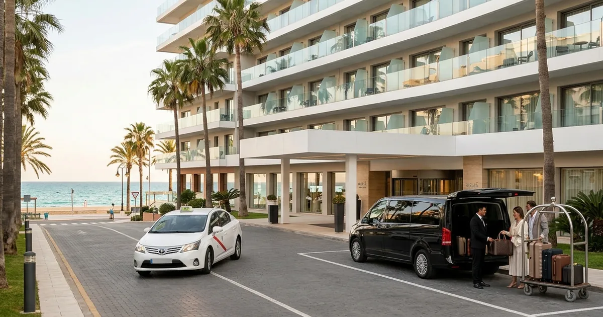 Hotel driveway arrival with taxi transfer at Meliá Costa del Sol Torremolinos