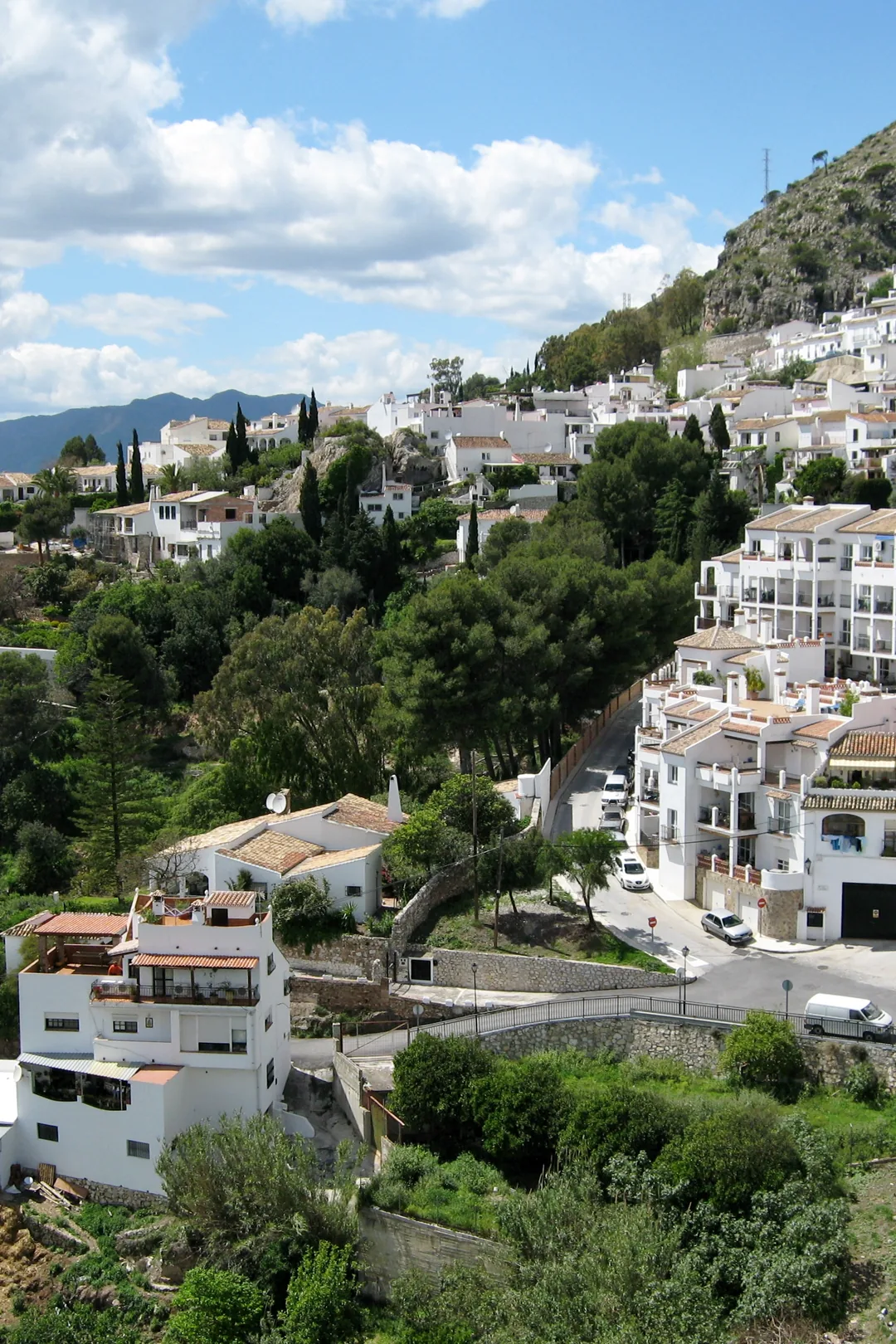 Whitewashed houses of Mijas Pueblo on the hillside above the Costa del Sol