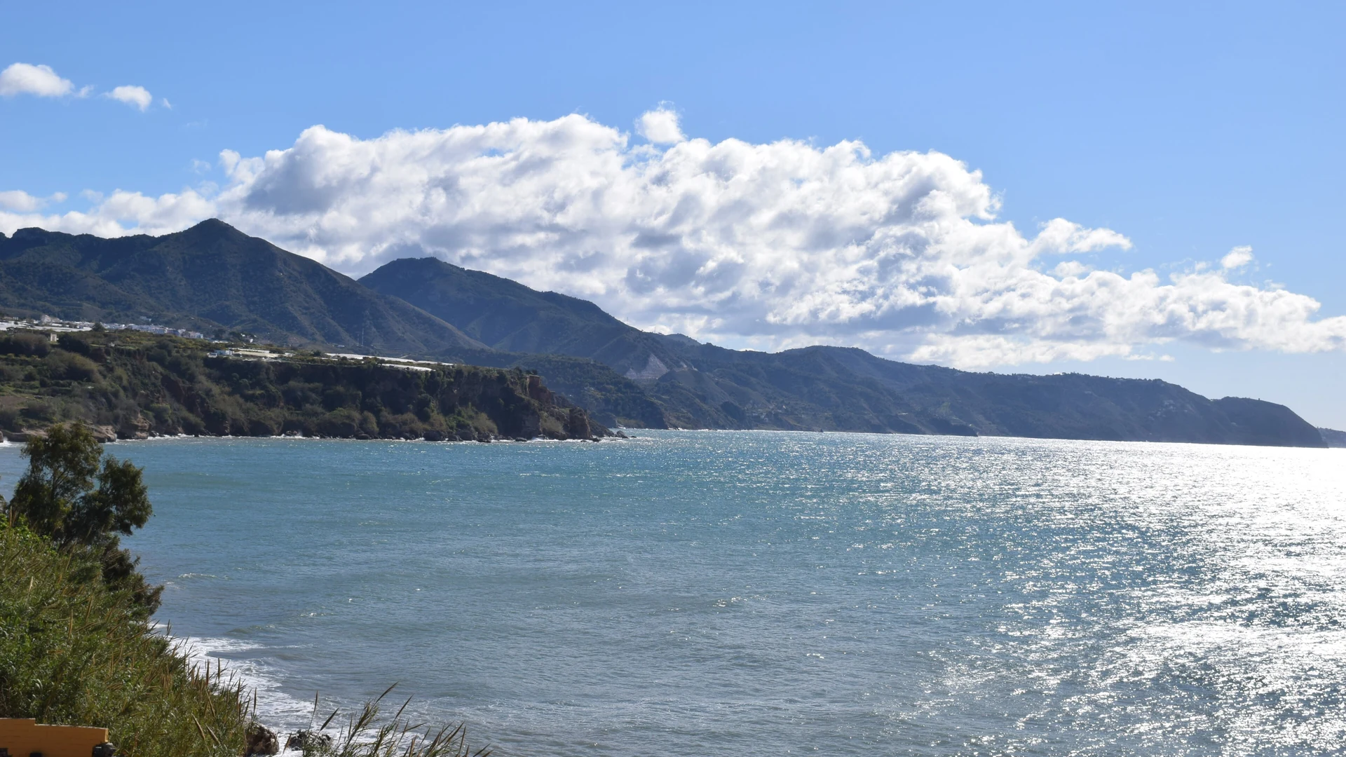 The Mediterranean and coastline seen from the Carabeo cove in Nerja