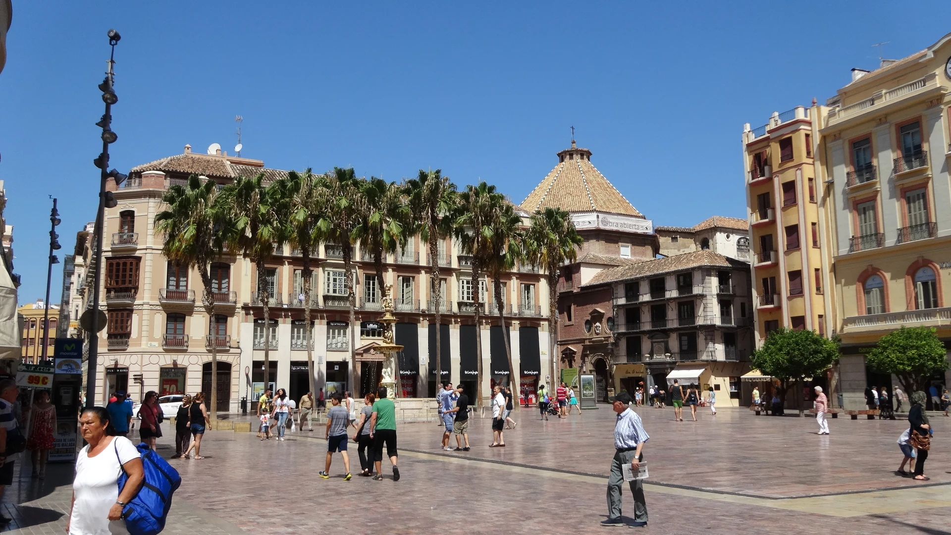 Plaza de la Constitución in Malaga's old town, with its Renaissance fountain