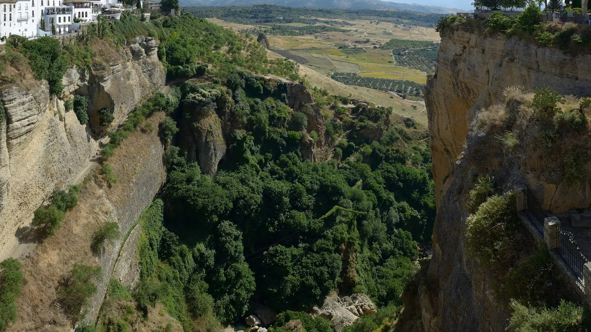 View from the Puente Nuevo bridge over the El Tajo gorge in Ronda
