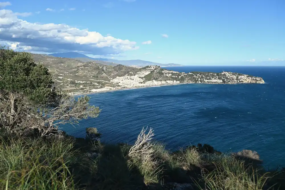 The town and bay of Almuñécar seen across the sea from Cerro Gordo
