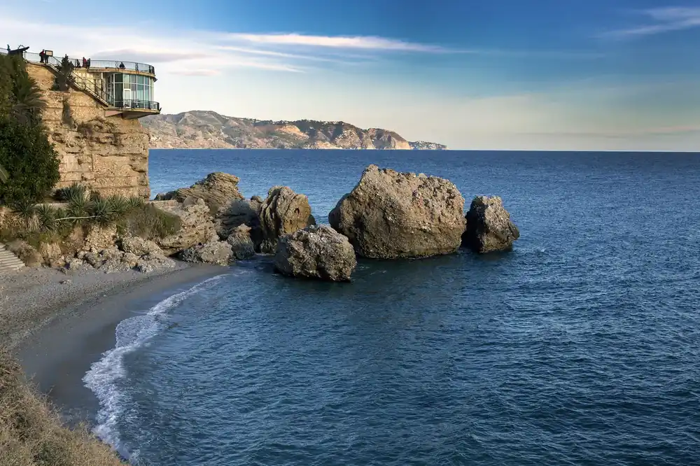 The Balcón de Europa viewpoint above the coves and sea at Nerja